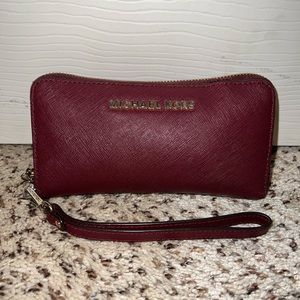 Maroon Michael Kors Large Smartphone Wristlet